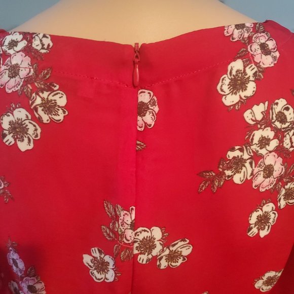CUPCAKES & CASHMERE TIPTON Floral Cherry Blossom Blouse Top Peplum Hem Size S - Picture 5 of 12